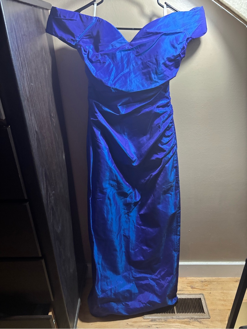 Vintage 1980s Christian Dior Royal Blue Ruched Gown ILGWU USA Made- Designer Gem